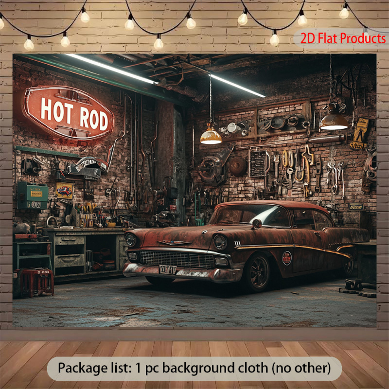 Auto Repair Shop Background - Tło z banerem w stylu vintage